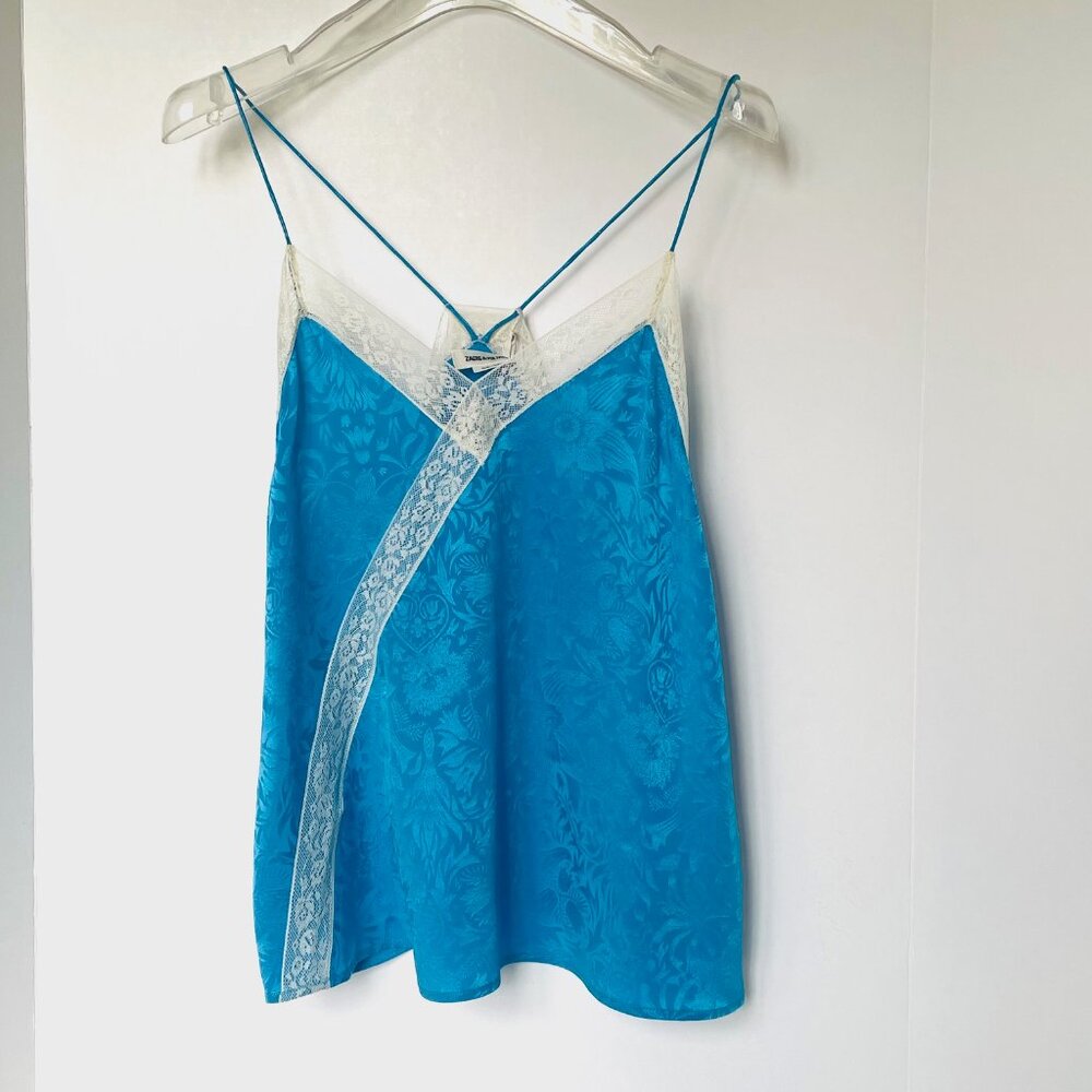 Zadig & Voltaire Cora Jac Kaleido Silk Lace Trim Camisole S - Picture 2 of 11